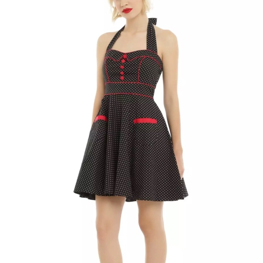 Hell Bunny Polka Dot Halter Swing Dress